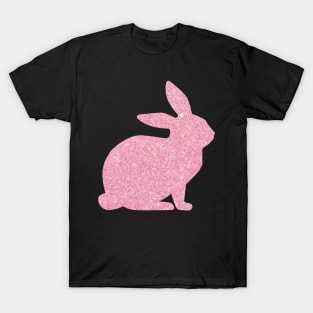 Light Pink Faux Glitter Easter Bunny T-Shirt